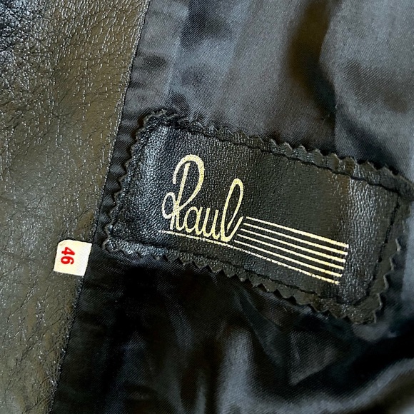 VINTAGE LEATHER BLAZER oversized jacket 100% sheepskin leather black O/S - Picture 9 of 13